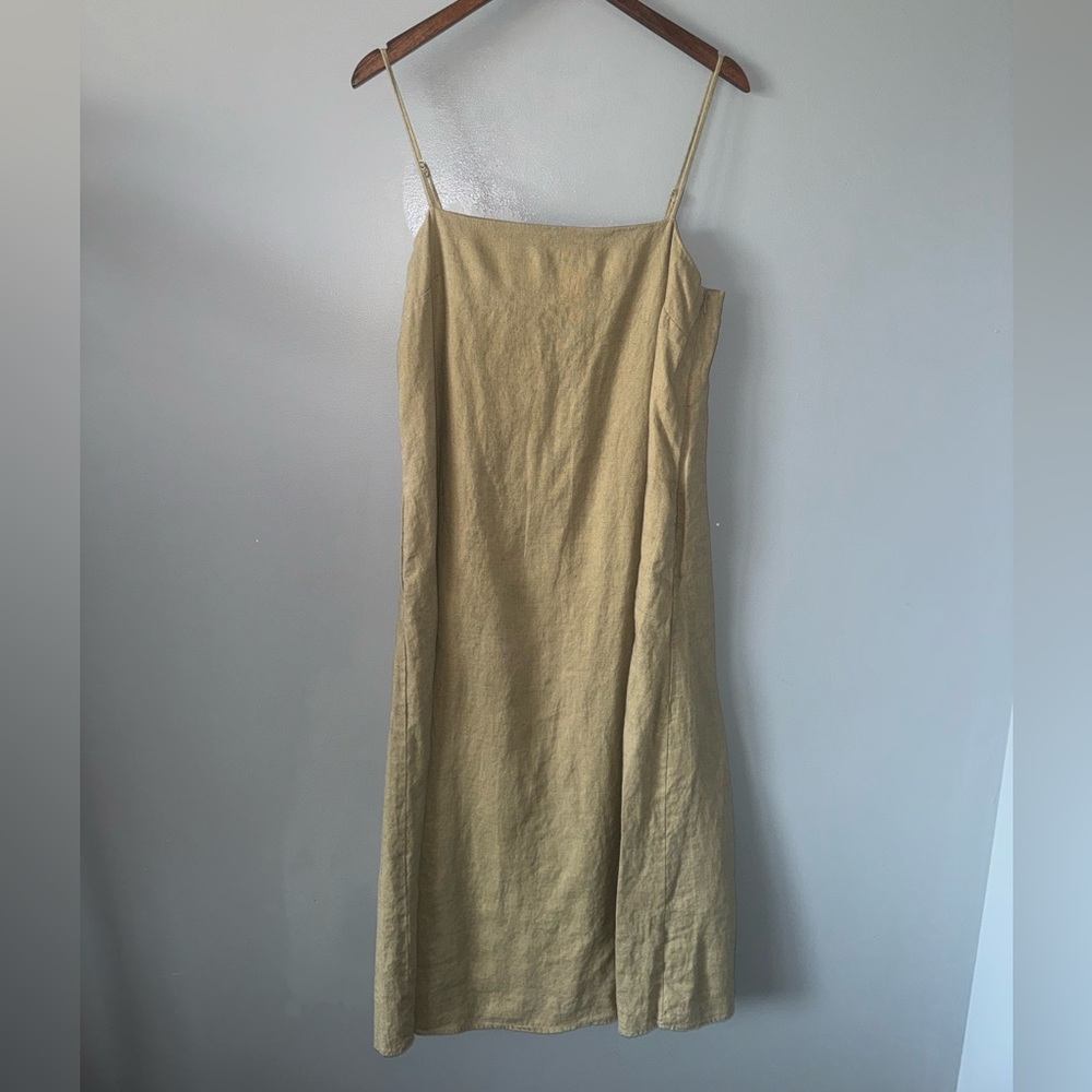 Oak + Fort midi green Linen dress